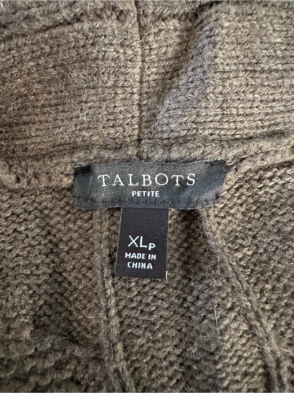 Talbots Petite XLP Olive Green Cable Knit Wool Blend Blazer Sweater Cardigan - Picture 5 of 6